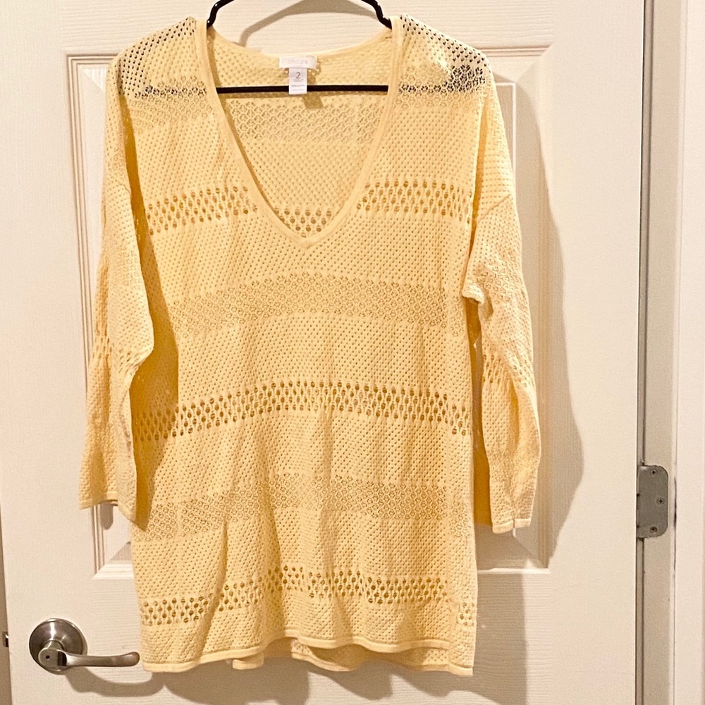 Chico’s Open Knit V-Neck Sweater